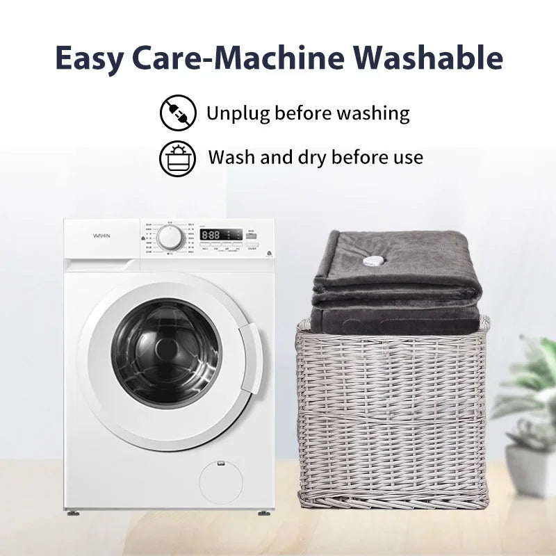 127x177cm Wearable Heating Blanket with Foot Pocket Sleeve Design Flannel Machine Washable 8-Speed Home Office Comfortable Heati