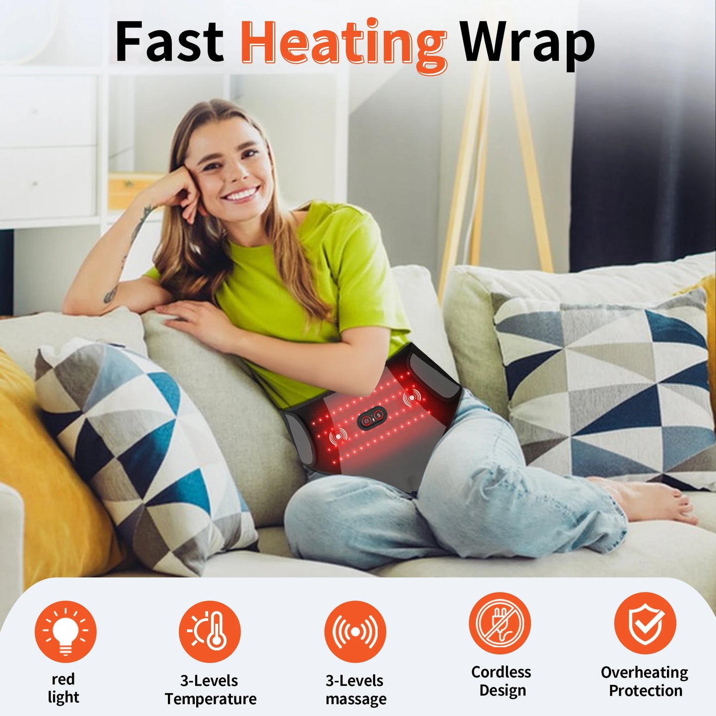 Period Heating Pad Period Cramps Massager for Women 3 Vibration Heat Settings New Upgrade Menstrual Abdomen Pain Cramps Relief